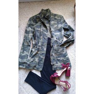 Lucky Brand Camouflage Utility Full Zip & Botton Jacket Stretch Cotton O…